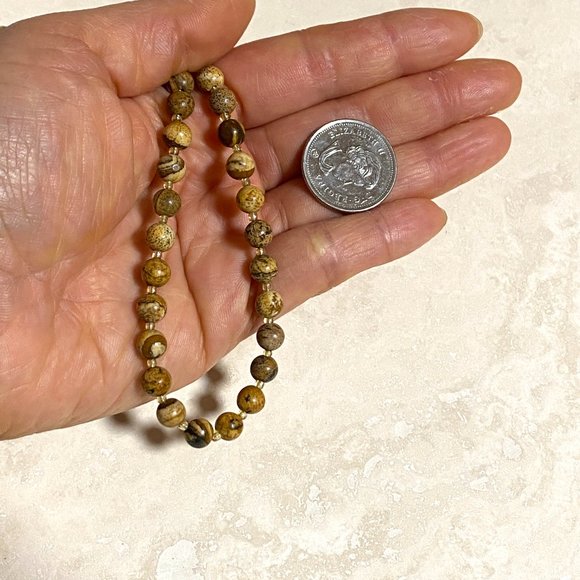 Jasper Stone Beaded Necklace, Genuine Gemstone Stackable Layering Necklace - Picture 9 of 9